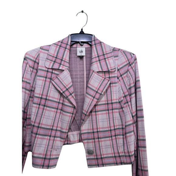 NWT Cabi #6257 Women's Pink & White Plaid Cropped Blazer Size Medium - Picture 4 of 8